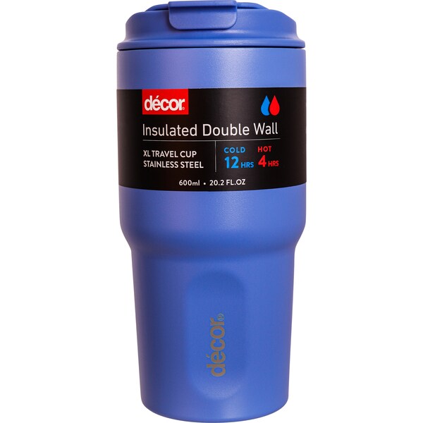 Decor Insulated Double Wall Travel Cup Assorted 600mL each
