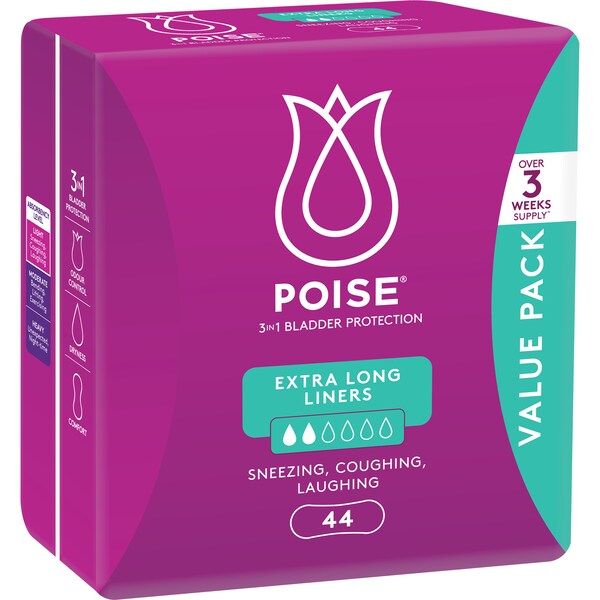 Poise Bladder Protection Liners Extra Long Value 44 pack