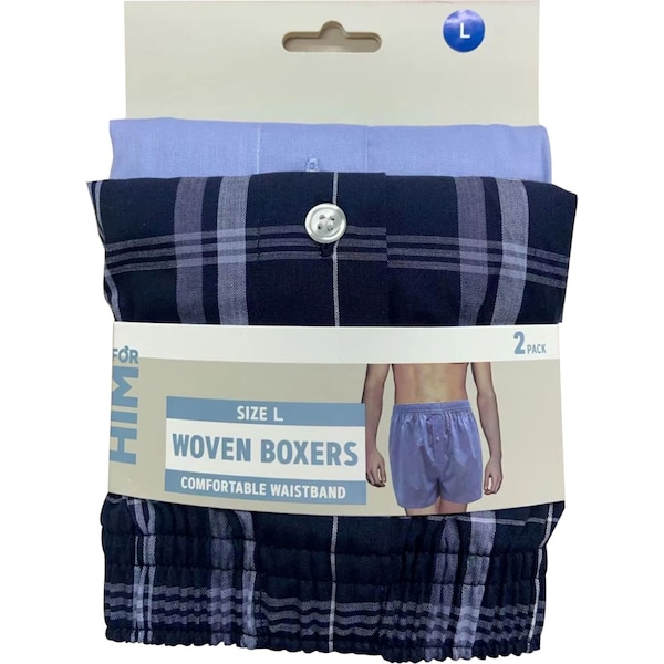 For Him Mens Woven Boxers Large 2 pack