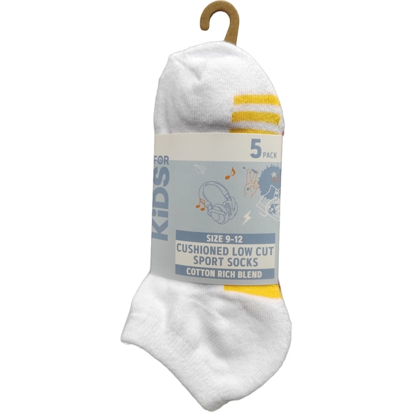 For Kids Low Cut Sport Sock s Size 9-12 5 pack