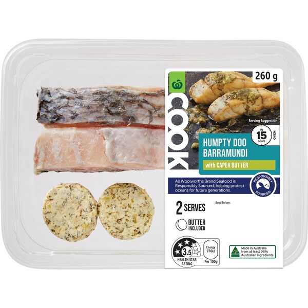 Woolworths COOK Humpty Doo Barramundi With Caper Butter 260g