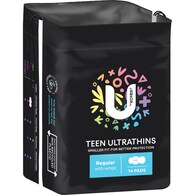 U by Kotex Teen Ultrathins Pads Regular With Wings