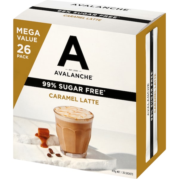 Avalanche 99% Sugar Free Caramel Latte Sachets 26 pack