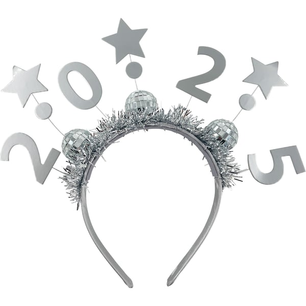 Whiz Pop Bang Happy New Year 2025 Headband Silver each