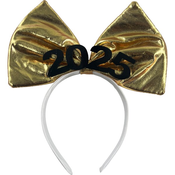 Whiz Pop Bang Happy New Year Bow Headband Gold each