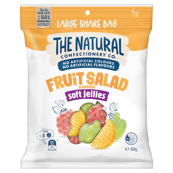 The Natural Confectionery Co. Fruit Salad Flavoured Soft Jellies Lollies 400g