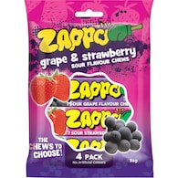 Zappo Sour Chews Grape & Strawberry Lollies