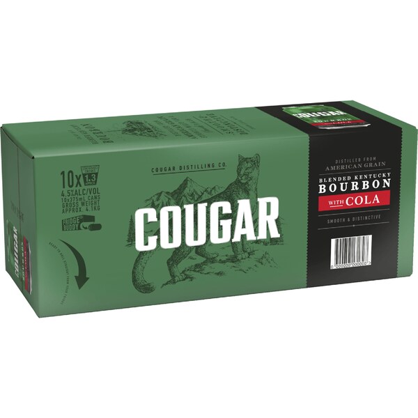 Cougar Bourbon & Cola Can 10x375ml