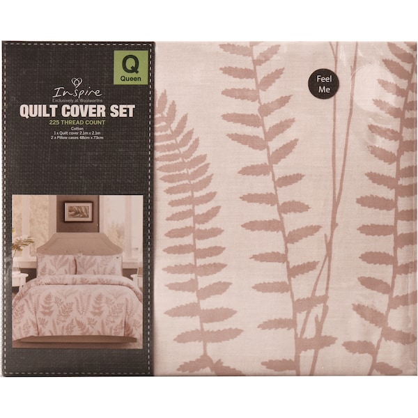 Inspire Quilt Cover Set 225 Thread Count Queen Pink Floral Each