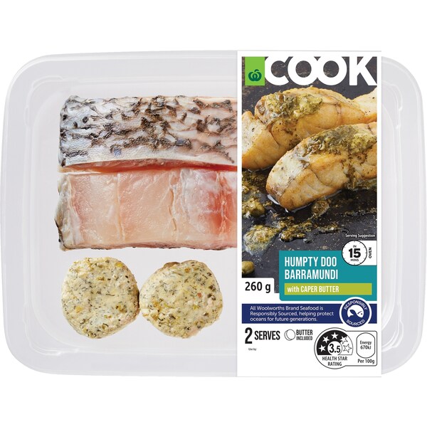 Woolworths COOK Humpty Doo Barramundi With Caper Butter 260g