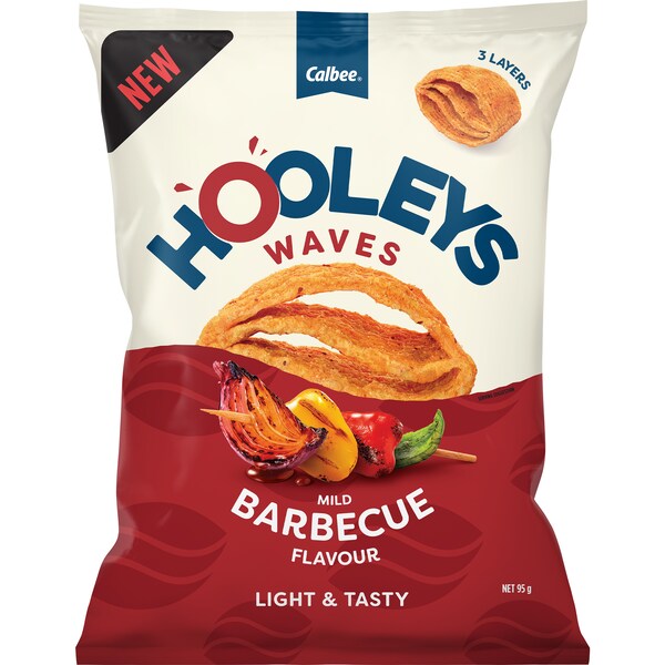 Calbee Hooleys Waves Mild Barbecue Flavour 95g