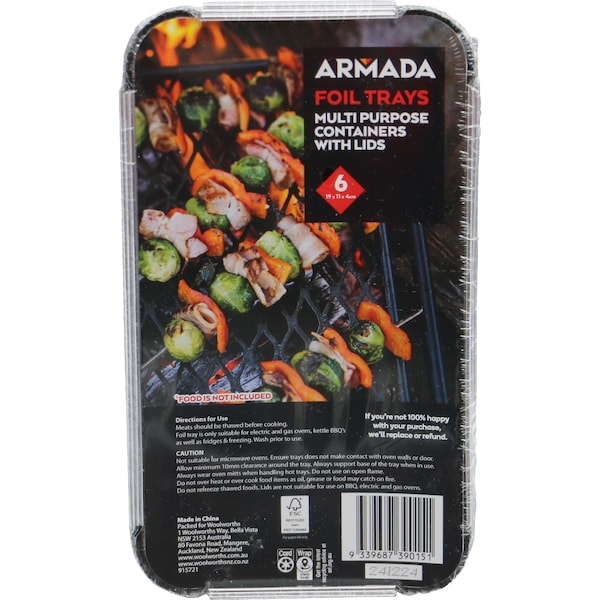 Armada Foil Trays Containers With Lids 6 pack