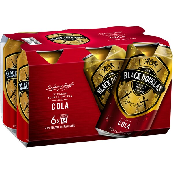 Black Douglas Whisky & Cola Cans 375mL x 6 pack