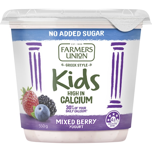 Farmers Union Greek Style Kids Yoghurt Mixed Berry 550g