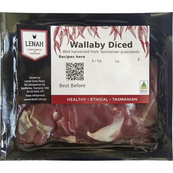 Lenah Game Wallaby Diced 450g - 550g