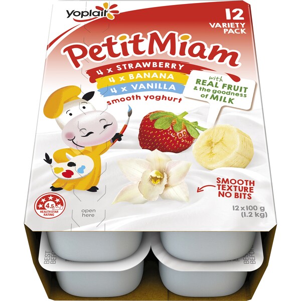 Yoplait Petit Miam Mixed Flavour Variety Pack 100g x 12 pack