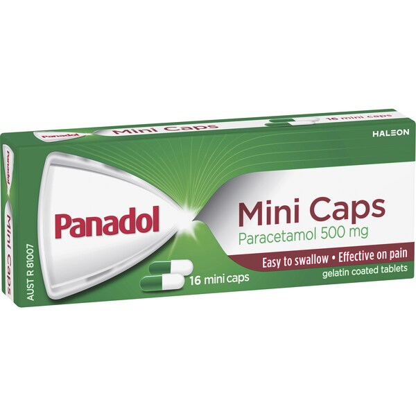 Panadol Mini Caps For Pain Relief Paracetamol 500mg 16 pack
