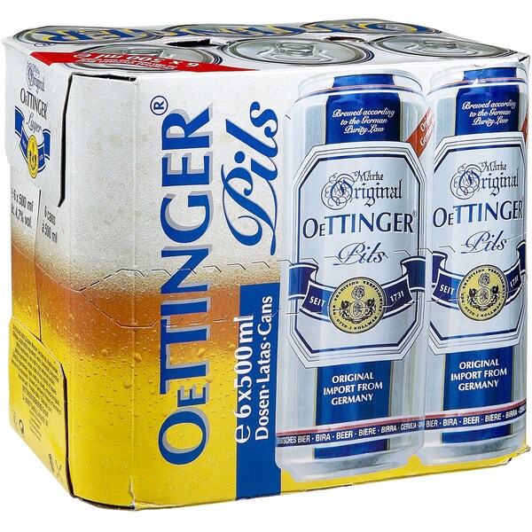 Oettinger Pilsner Cans 500ml x6 Pack