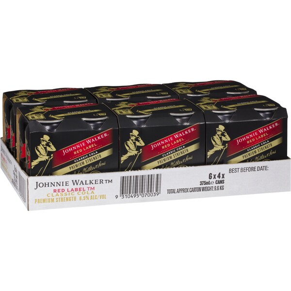 Johnnie Walker Red Label Whisky & Cola Premium Strength 6.5% 24x375ml