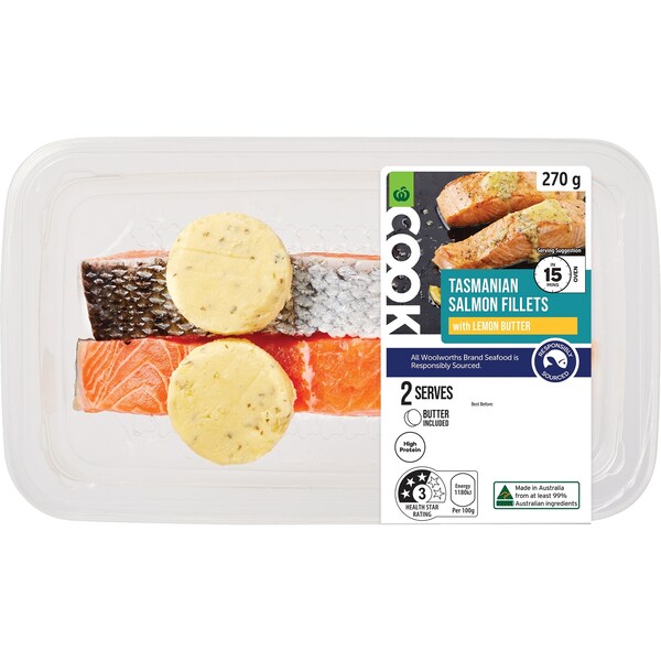 Woolworths COOK Tasmanian Salmon With Lemon Butter 270g