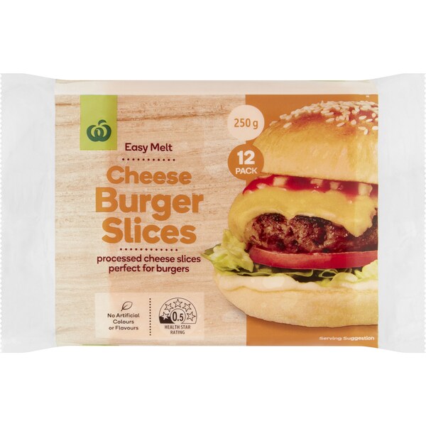 Woolworths Cheese Burger Slices 12 Pack 250g