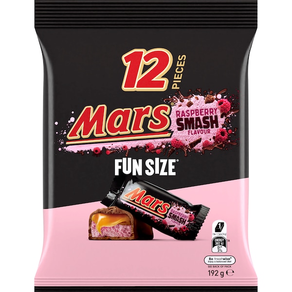 Mars Raspberry Smash Milk Chocolate Share Bag 12 Pieces 192g