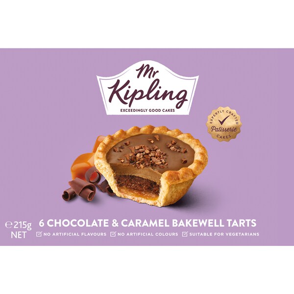 Mr Kipling 6 Chocolate & Caramel Bakewell Tarts 215g