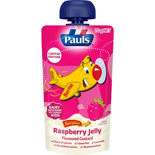 Pauls Aeroplane Raspberry Jelly Flavoured Custard 70g