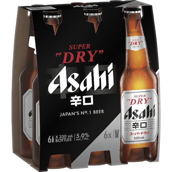 Asahi Super Dry Lager Bottles 330mL x 6 pack