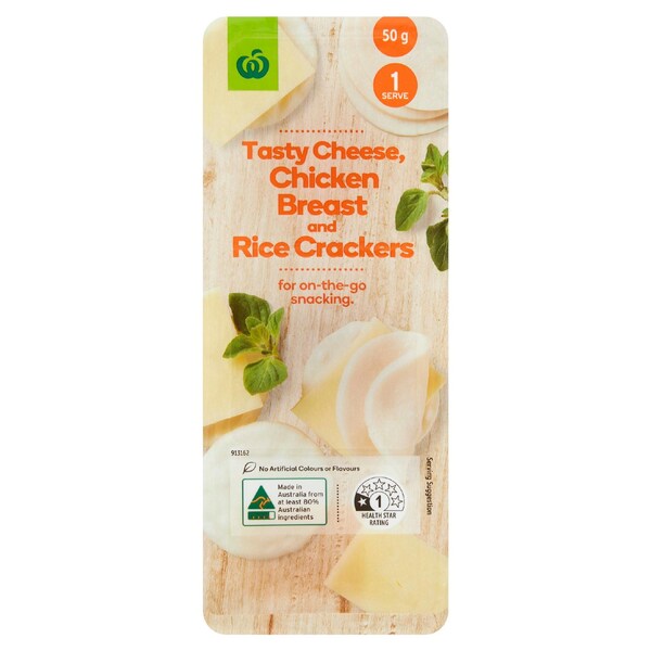 Woolworths Tasty Cheese Chicken Breast & Rice Crackers 50g
