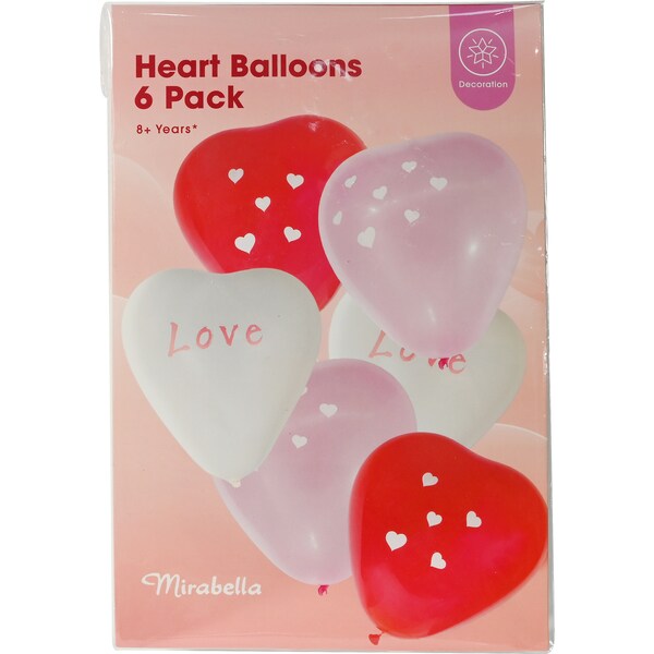 Mirabella Valentine's Day Heart Balloons 6 pack