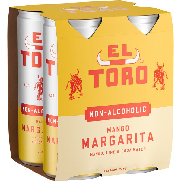 El Toro Non-Alcoholic Margarita Mango 250mL x 4 pack