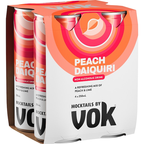 Vok Non-Alcoholic Peach Daiquiri Cans 250mL x 4 pack