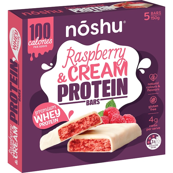 Noshu Protein Bars Raspberry & Cream 5 pack