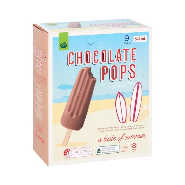 Woolworths Chocolate Pops Popsicles 9 pack