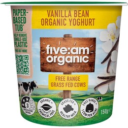 Five:Am Organic Yoghurt Vanilla Bean 150g – Woolworths