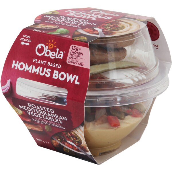 Obela Plant Based Hommus Bowl Roasted Mediterranean Veges 285g