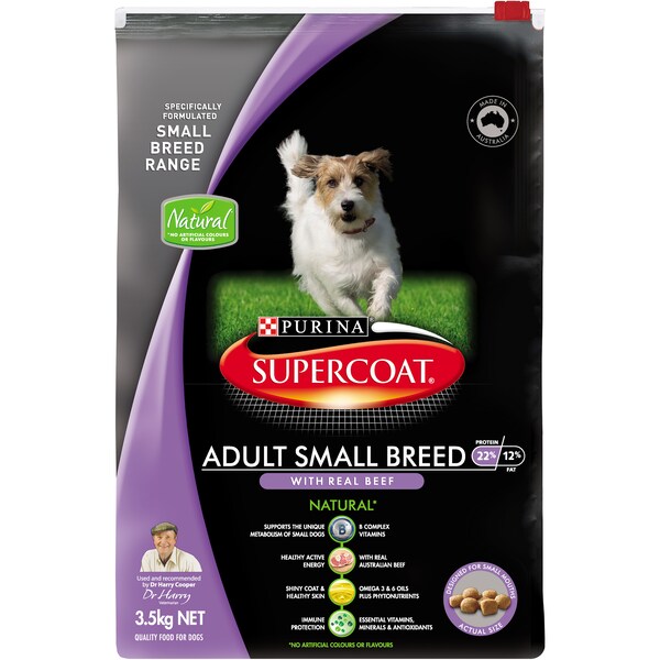 Purina Supercoat Adult Dog Food Small Breed Beef 3.5kg