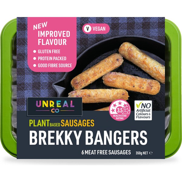 Unreal Co. Plant Based Sausages Brekky Bangers 6 pack