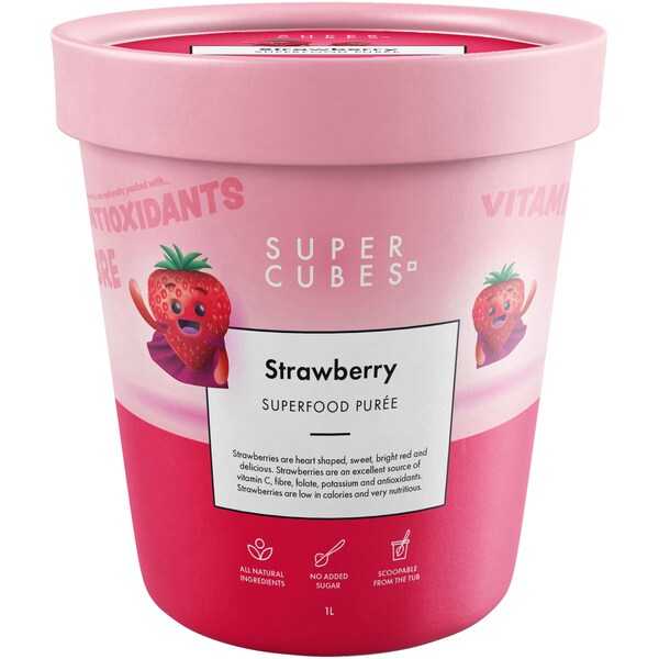 Super Cubes Strawberry Superfood Puree 1L