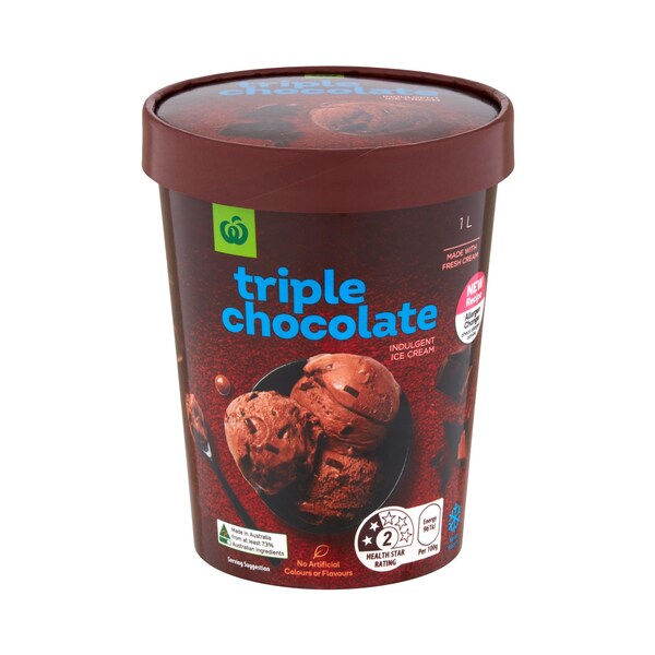 Woolworths Triple Chocolate Ice Cream 1L