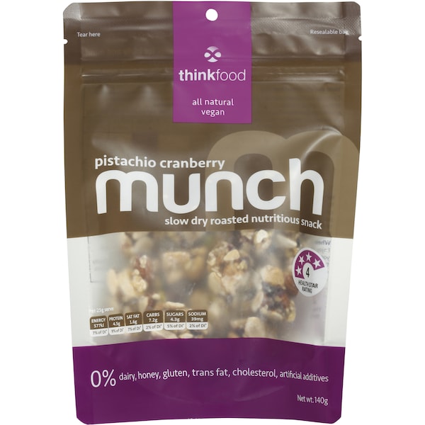 Thinkfood Munch Pistachio Cranberry 140g