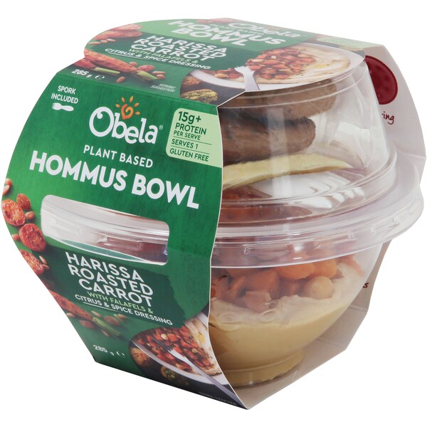 Obela Plant Based Hommus Bowl Harissa Roasted Carrot 285g