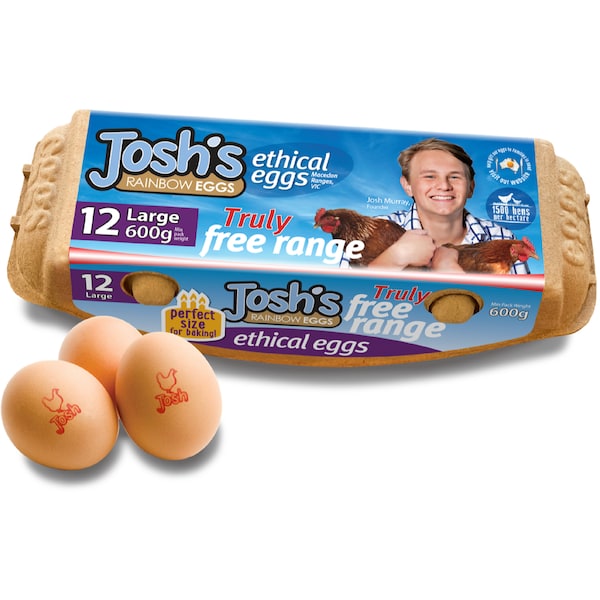 Josh's Rainbow 12 Large Free Range Eggs 600g