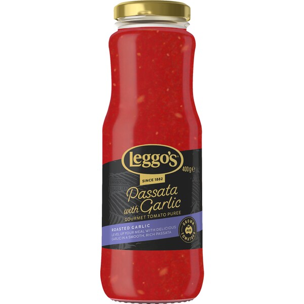 Leggo's Gourmet Rich Australian Tomato Passata Puree Sauce Garlic 400g