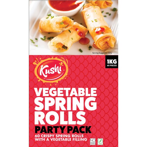 Kushi Vegetable Spring Rolls Party Pack 1kg