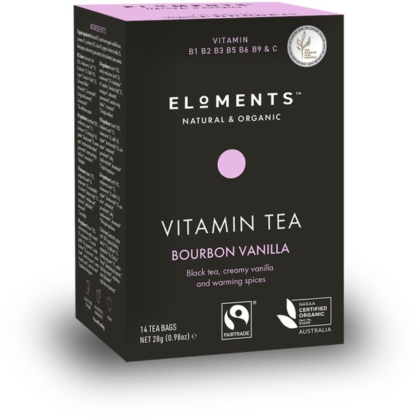 Eloments Organic Vitamin Tea Bourbon Vanilla Tea Bags 14 pack