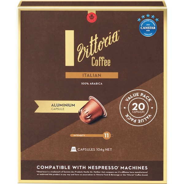 Vittoria Italian Nespresso Compatible Coffee Capsules 20 pack