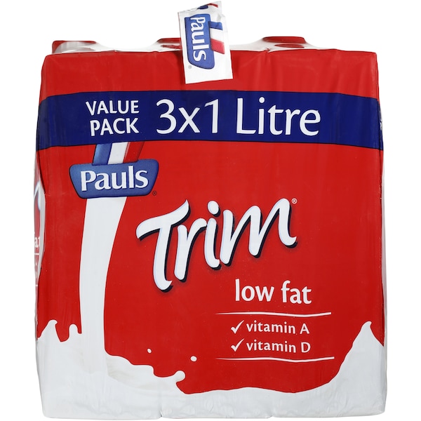 Pauls Trim Low Fat Long Life Milk 3x1l