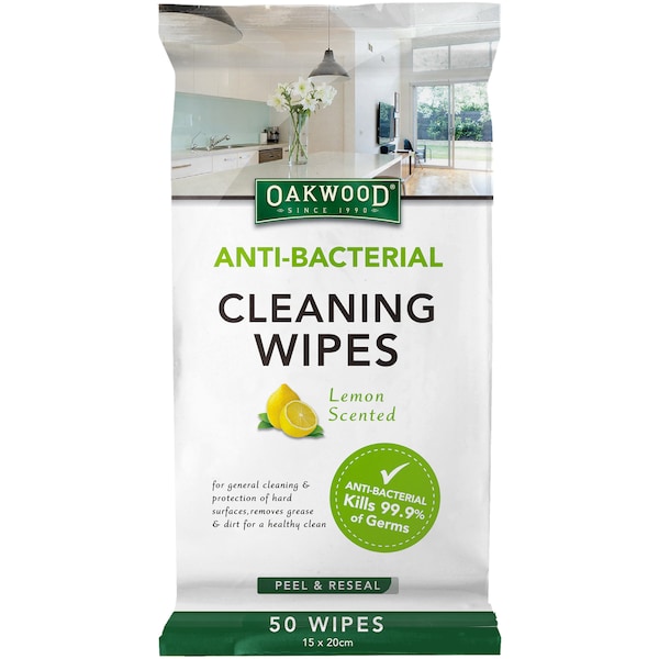 Oakwood Anti-Bacterial Cleaning Wipes 50 Pack